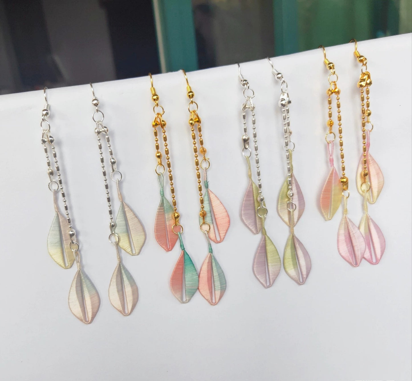 Osmanthus Leaves Handmade Earrings - Silk Earrings(Chanhua)