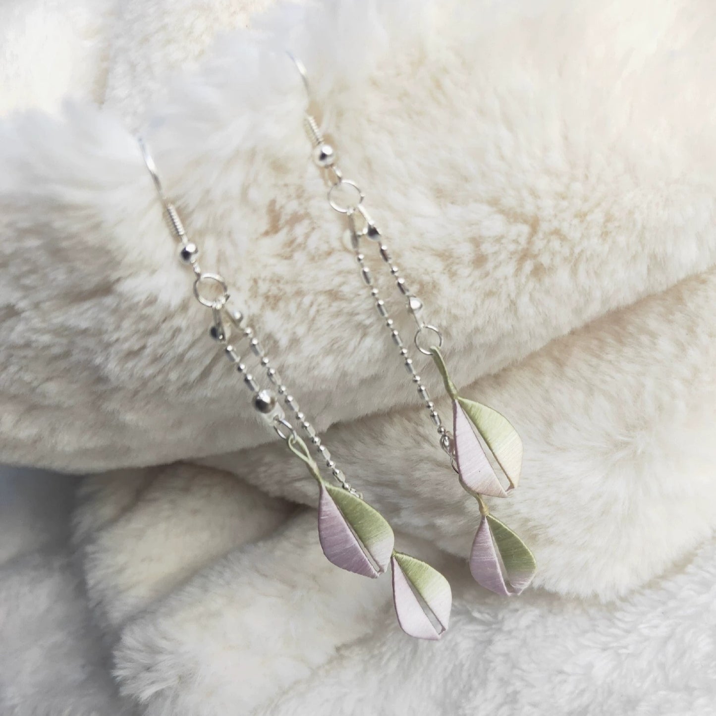 Osmanthus Leaves Handmade Earrings - Silk Earrings(Chanhua)