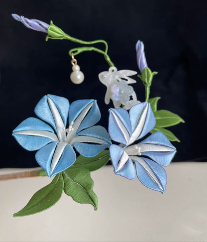 Flowers and Rabbit Bespoke Hairpin - Silk Hairpin(Chanhua)