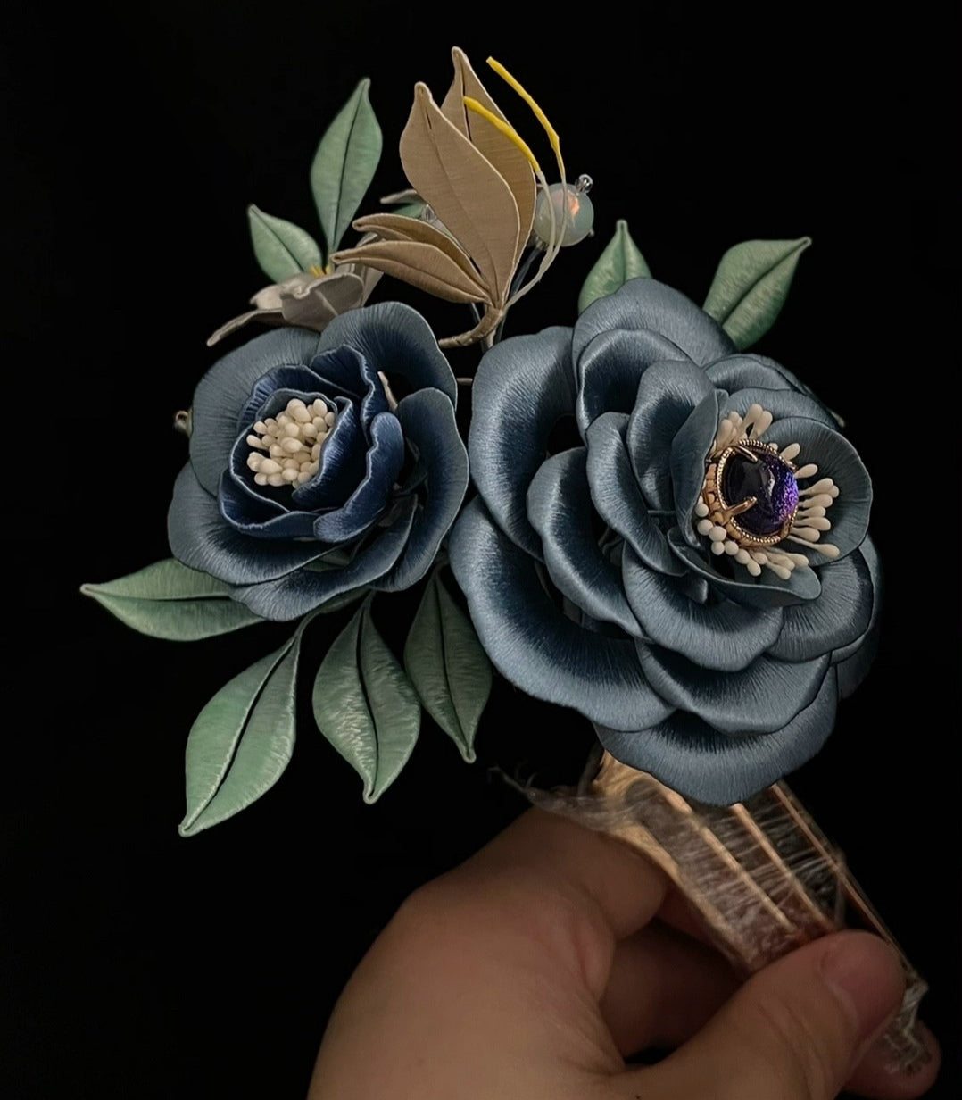 Peony Bespoke Hairpin - Silk Hairpin(Chanhua)