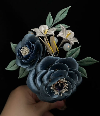 Peony Bespoke Hairpin - Silk Hairpin(Chanhua)