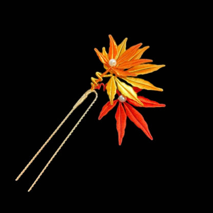 Maple Leaf Handmade Hairpin - Silk Hairpin(Chanhua)