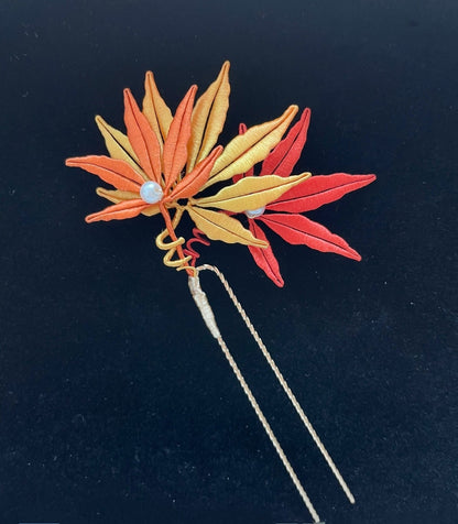 Maple Leaf Handmade Hairpin - Silk Hairpin(Chanhua)