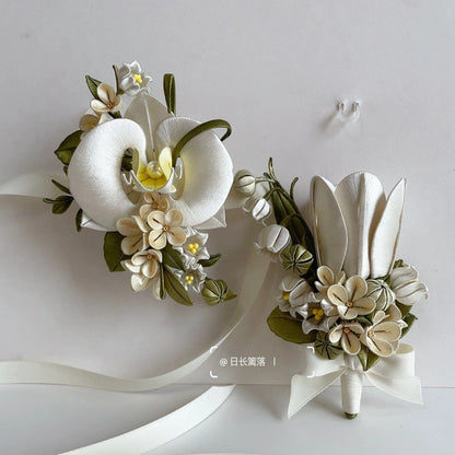 Tulip and Phalaenopsis Bespoke Corsage - Silk Corsage(Chanhua)