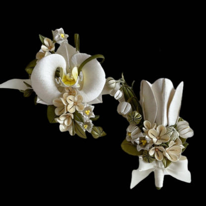 Tulip and Phalaenopsis Bespoke Corsage - Silk Corsage(Chanhua)