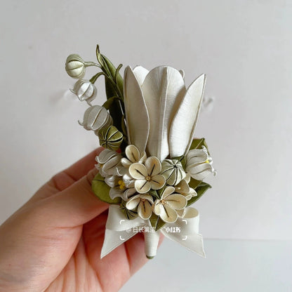 Tulip and Phalaenopsis Bespoke Corsage - Silk Corsage(Chanhua)