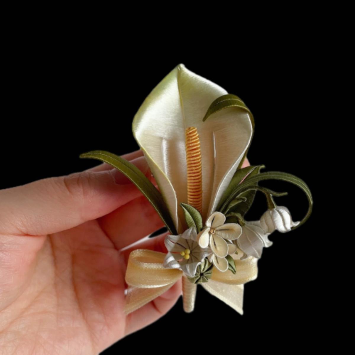 Calla Lily Bespoke Corsage - Silk Corsage(Chanhua)