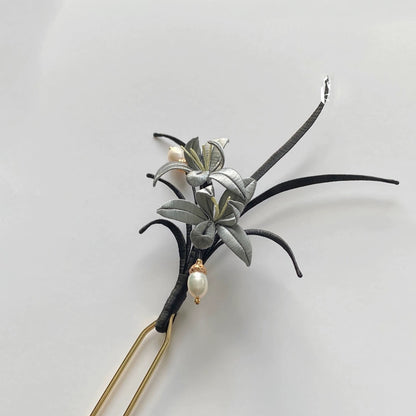 Black Orchid Bespoke Hairpin - Silk Hairpin(Chanhua)