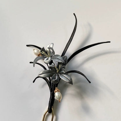 Black Orchid Bespoke Hairpin - Silk Hairpin(Chanhua)