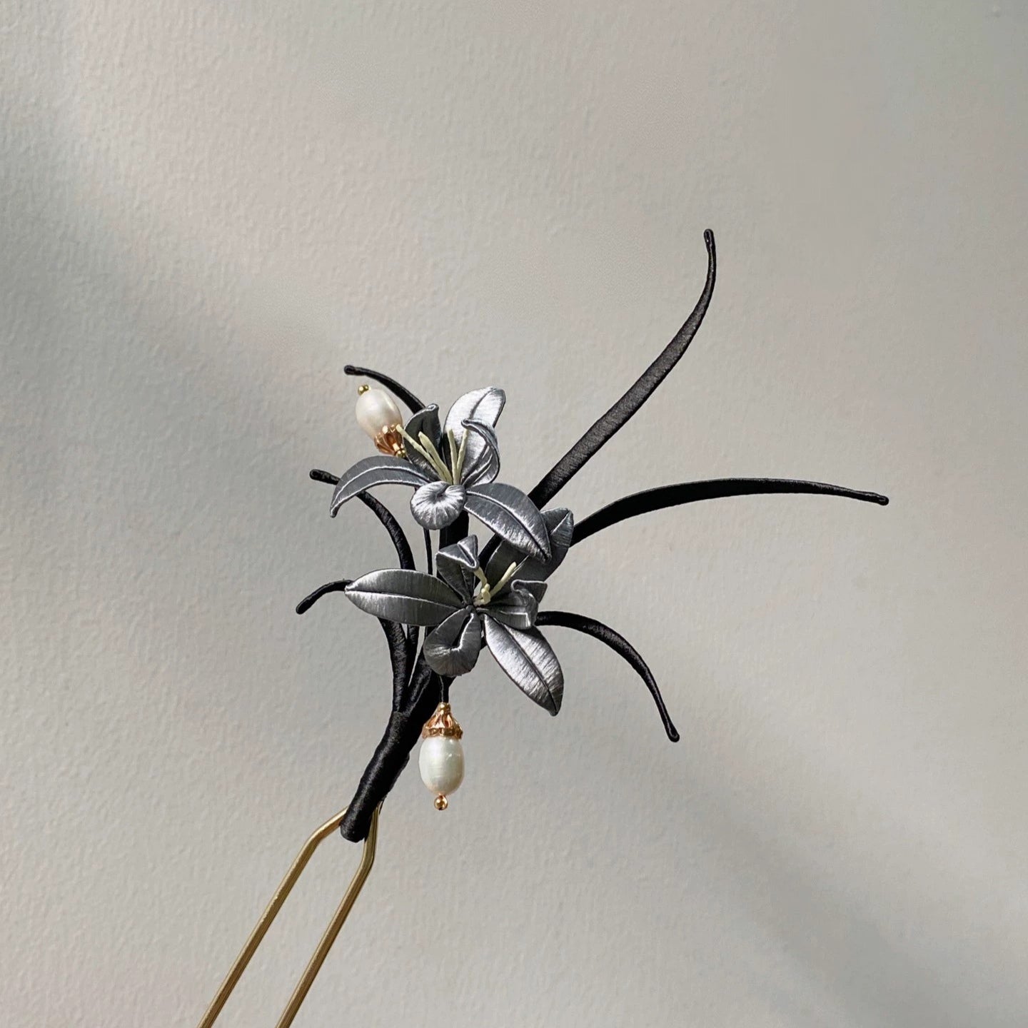 Black Orchid Bespoke Hairpin - Silk Hairpin(Chanhua)