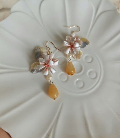 Butterfly And Flower Bespoke Earrings - Silk Earrings(Chanhua)