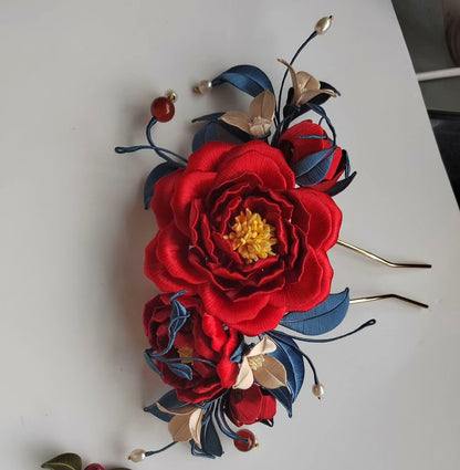 Purple Flower Bespoke Hairpin - Silk Hairpin(Chanhua)