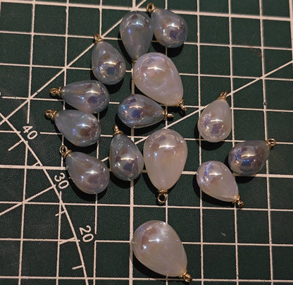5 Pieces HB003 DIY Craft Supply: Pearlescent Mermaid Tear Drop Charms for Hanfu, Hairpin, Earring & Necklace Making