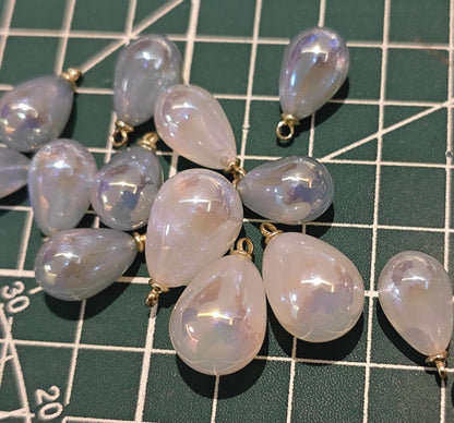 5 Pieces HB003 DIY Craft Supply: Pearlescent Mermaid Tear Drop Charms for Hanfu, Hairpin, Earring & Necklace Making