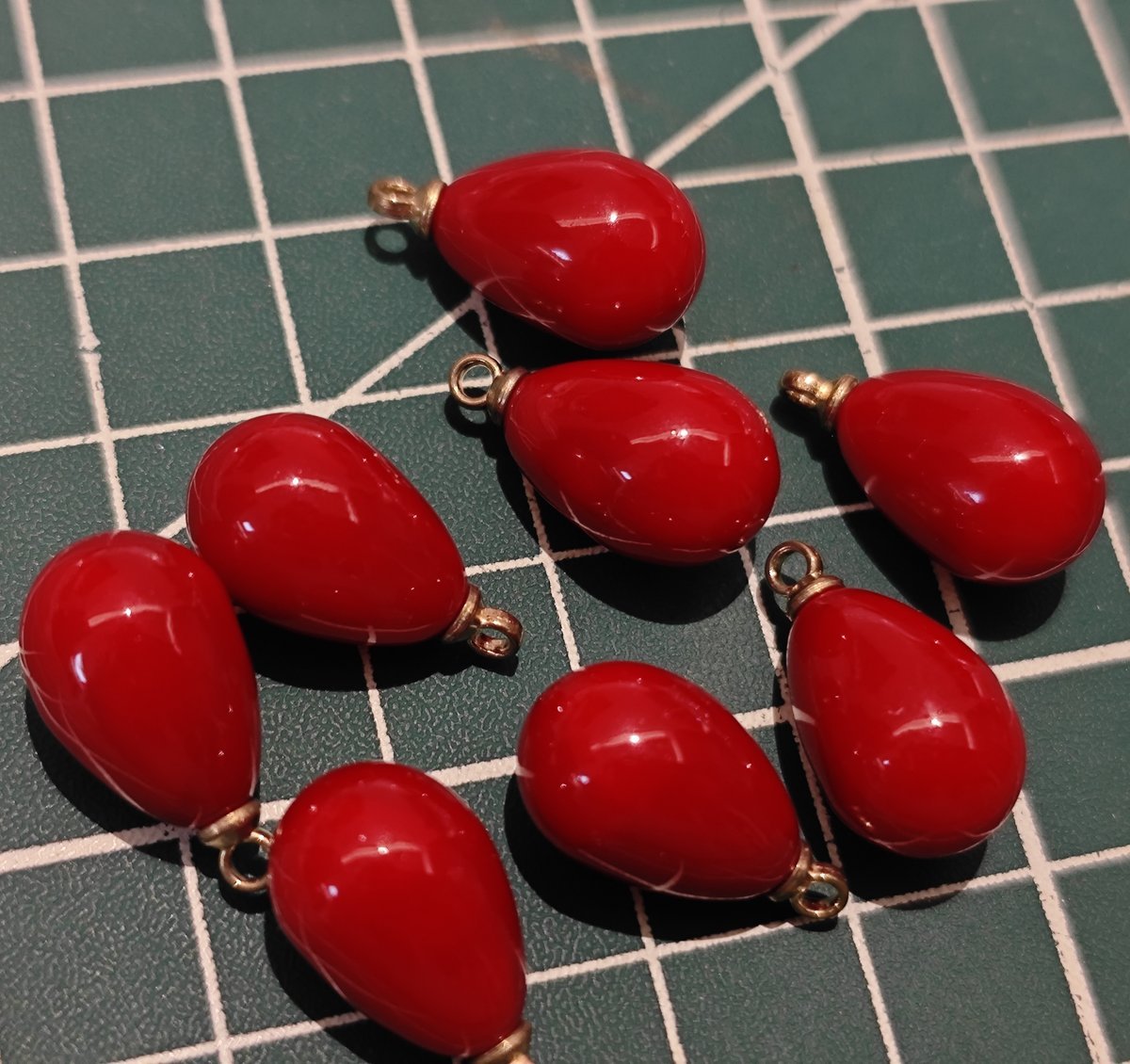 5 Pieces HB002 DIY Craft Supply: Angola Red Tear Drop Pendants (9x13mm) for Hanfu, Chanhua & Earring Making