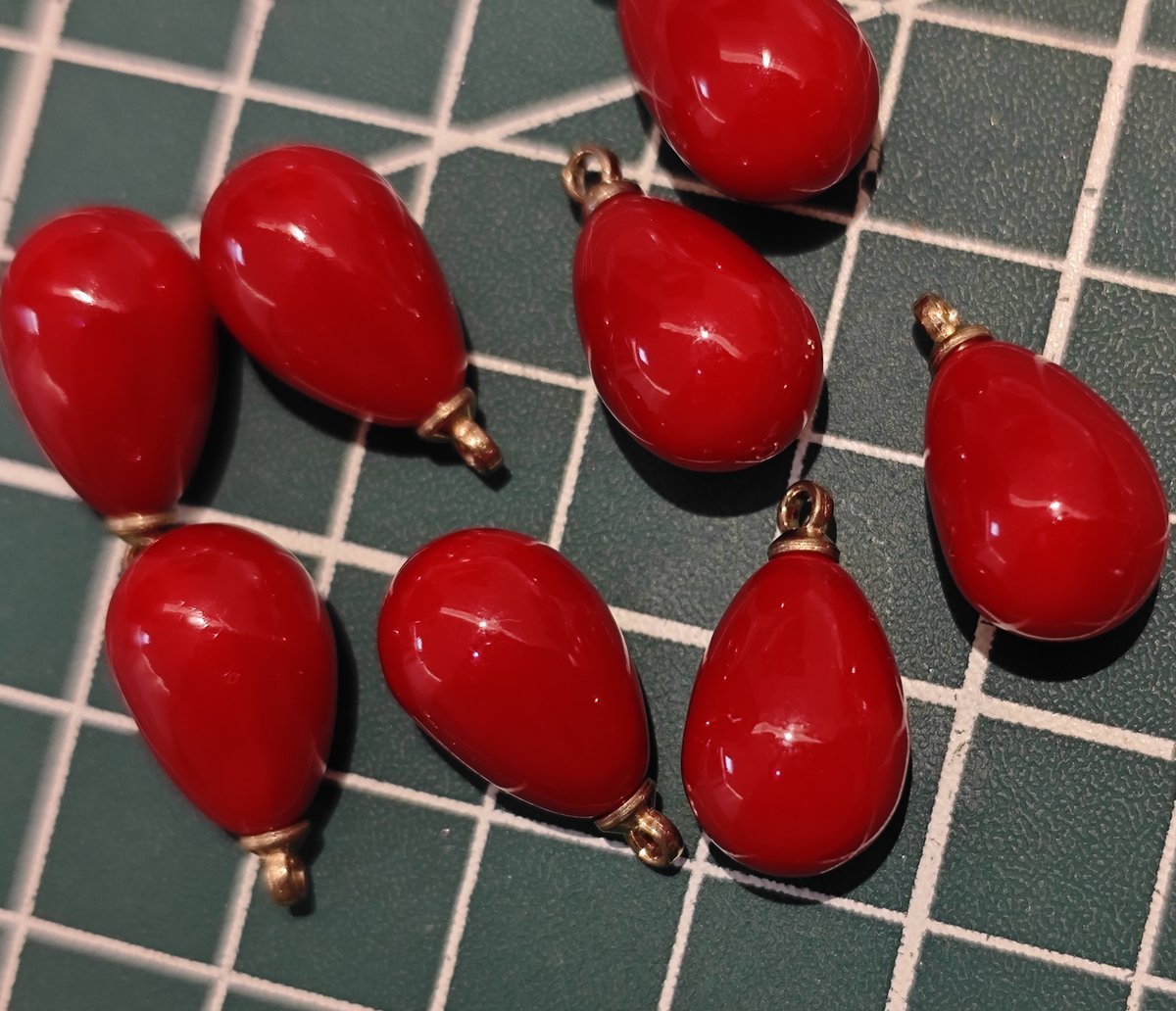 5 Pieces HB002 DIY Craft Supply: Angola Red Tear Drop Pendants (9x13mm) for Hanfu, Chanhua & Earring Making
