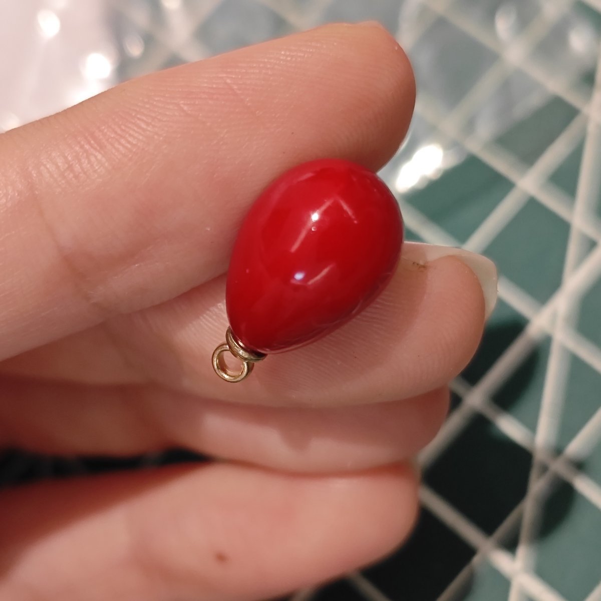 5 Pieces HB002 DIY Craft Supply: Angola Red Tear Drop Pendants (9x13mm) for Hanfu, Chanhua & Earring Making