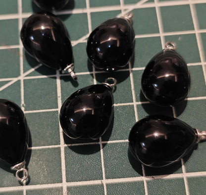 5 Pieces HB001 DIY Craft Supply: Classic Black Tear Drop Pendants (18x13mm) - Jewelry Supplies for Chanhua & Statement Earrings
