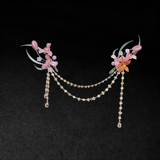 Handmade Chanhua Dual Flower Brooch Set - Daily, Wedding & Banquet