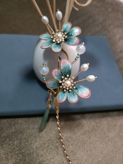 Handmade Ronghua Silk Velvet Double Butterfly Hairpin