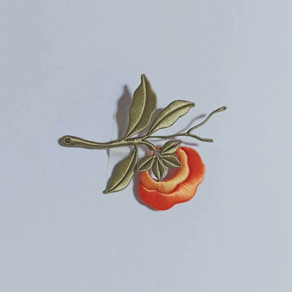 Handmade Chanhua Persimmon Brooch - Botanical Branch Design