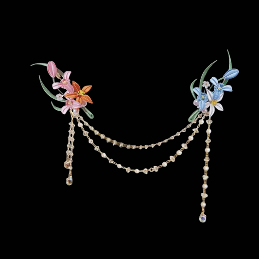 Handmade Chanhua Dual Flower Brooch Set - Daily, Wedding & Banquet