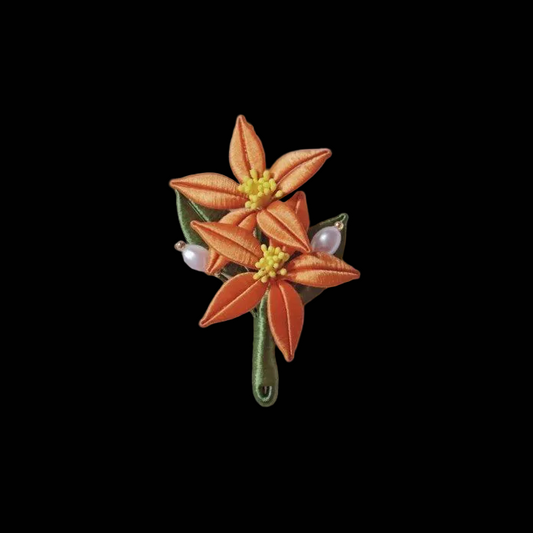 Handmade Chanhua Orange Flower Brooch - Daily, Wedding & Banquet