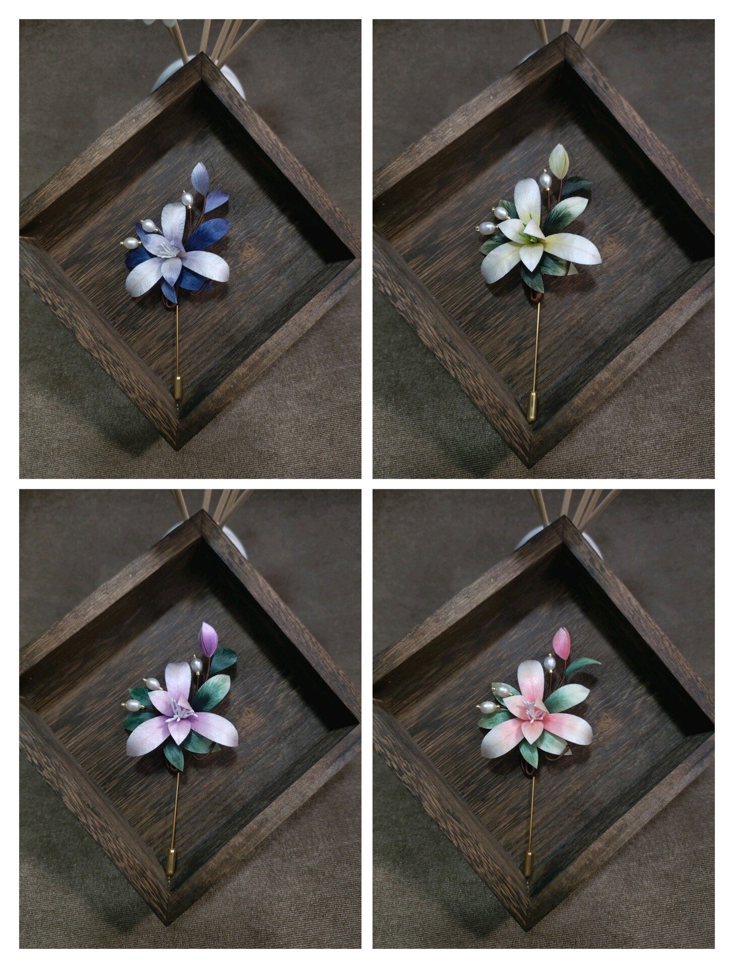 Handmade Ronghua Orchid Brooch - Ombre Petals with Pearl