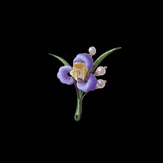 Handmade Chanhua Iris Brooch - Purple Flower Brooch