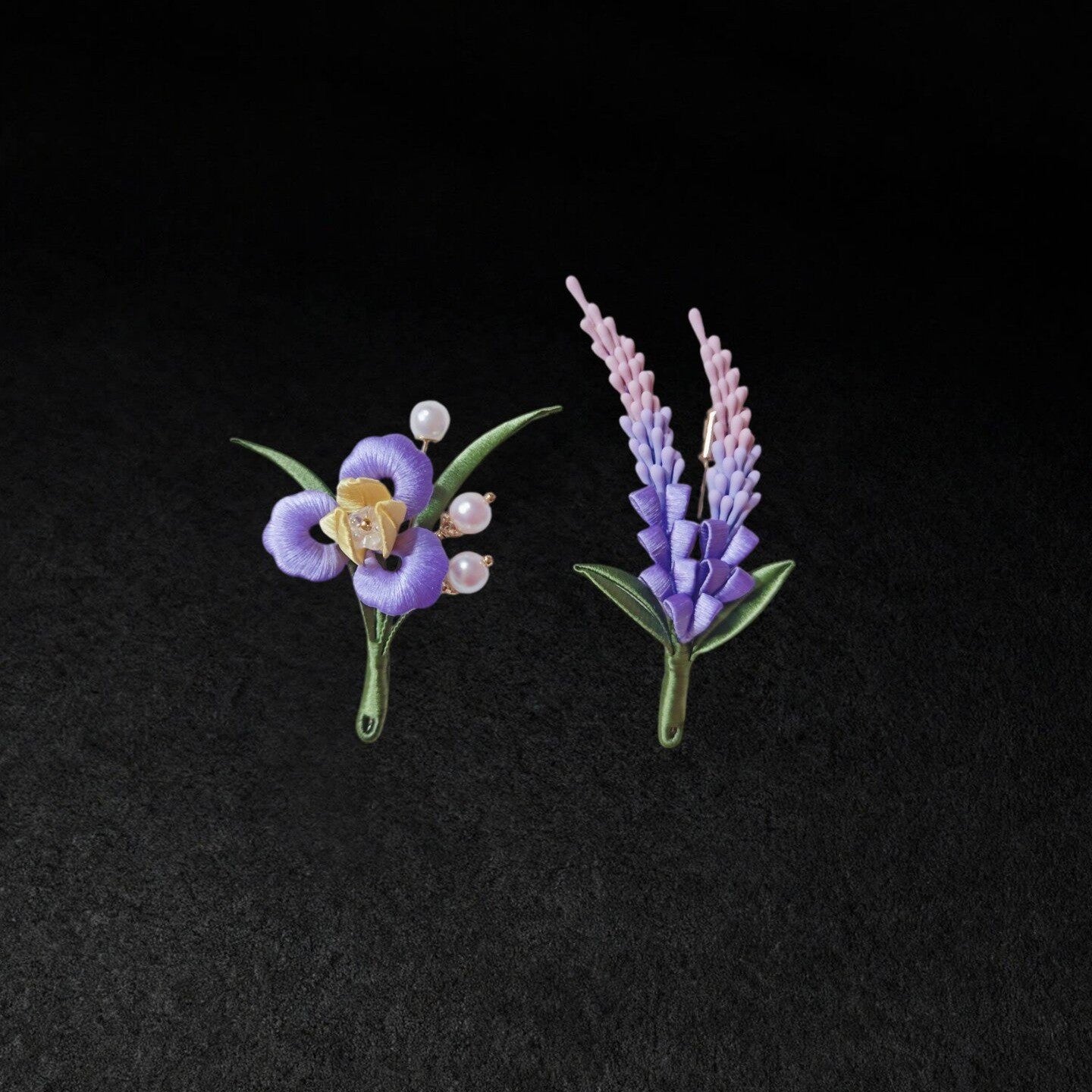 Handmade Chanhua Sage Brooch - Ombre Flower Brooch