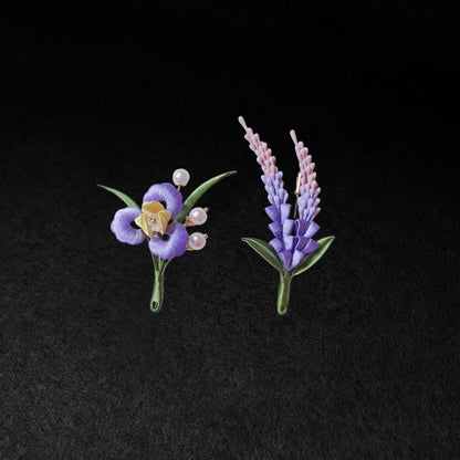 Handmade Chanhua Iris Brooch - Purple Flower Brooch