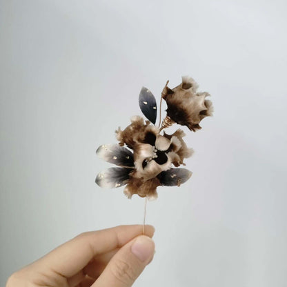 Handmade Ronghua Iris Brooch - Pink & Teal with Gold Detail