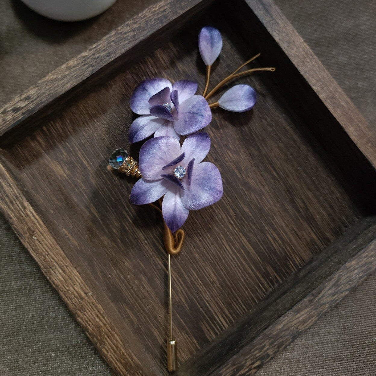 Handmade Ronghua Phalaenopsis Brooch - Crystal Drop - Wedding & Daily