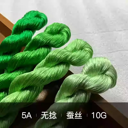 10g Suzhou Embroidery Thick Untwisted Mulberry Silk Thread(%004 绿色系)