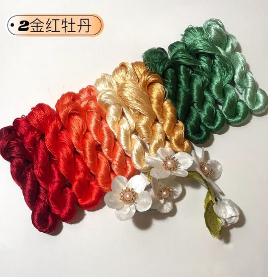 100m Suzhou Embroidery Untwisted Mulberry Silk Thread(#12Colors02  100m*12)