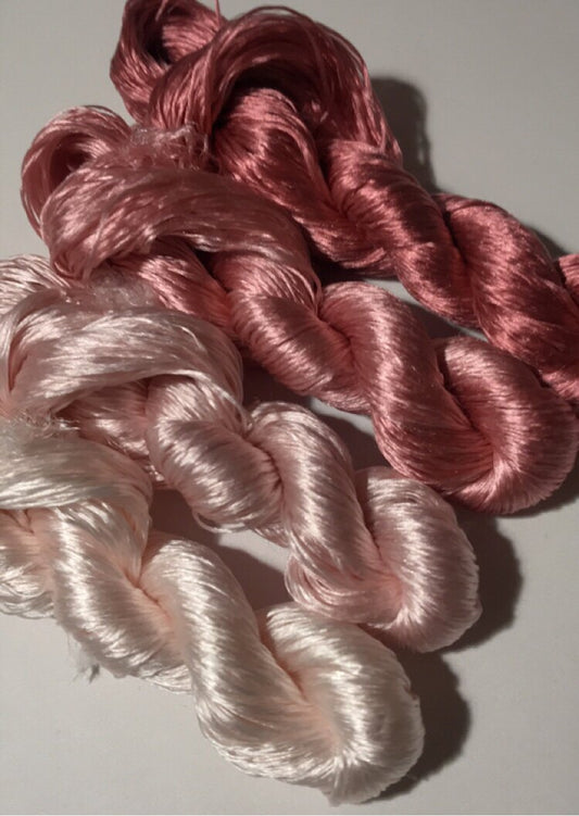 80m Suzhou Embroidery Untwisted Mulberry Silk Thread(#24肉粉玫瑰  80m*4)