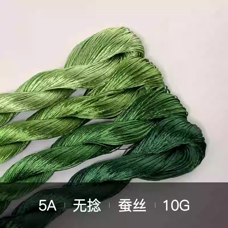 10g Suzhou Embroidery Thick Untwisted Mulberry Silk Thread(%011 绿色系)