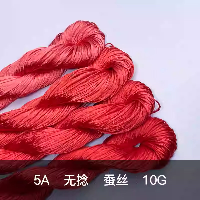 10g Suzhou Embroidery Thick Untwisted Mulberry Silk Thread(%002 红色系)