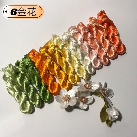 100m Suzhou Embroidery Untwisted Mulberry Silk Thread(#金花  100m*12)