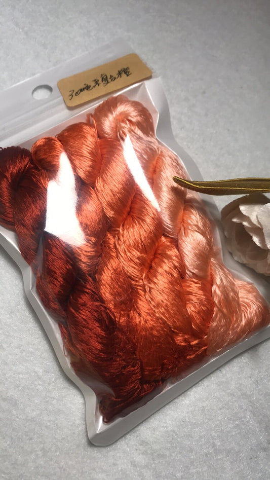 80m Suzhou Embroidery Untwisted Mulberry Silk Thread(#30复古橙红   80m*4)