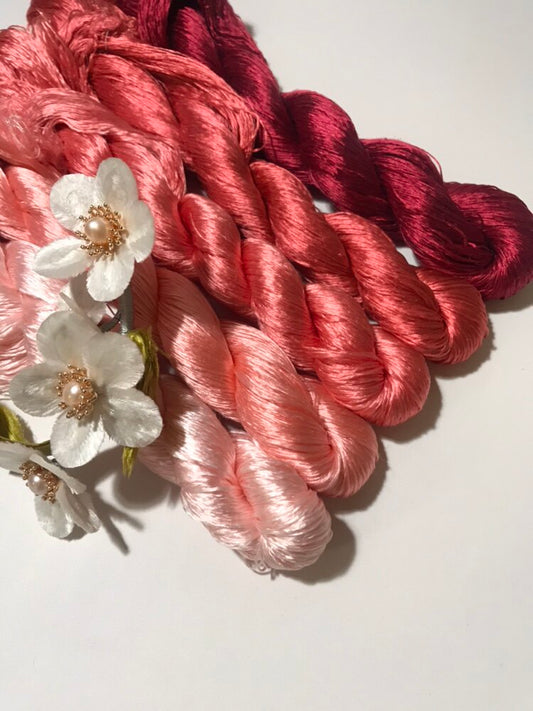 80m Suzhou Embroidery Untwisted Mulberry Silk Thread(#48复古山茶   80m*5)