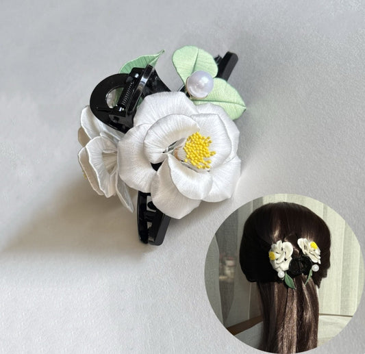 Camellia Series Hair Claw Clip Chanhua Materials Flowers DIY Kit - Include Detailed Video Tutorial