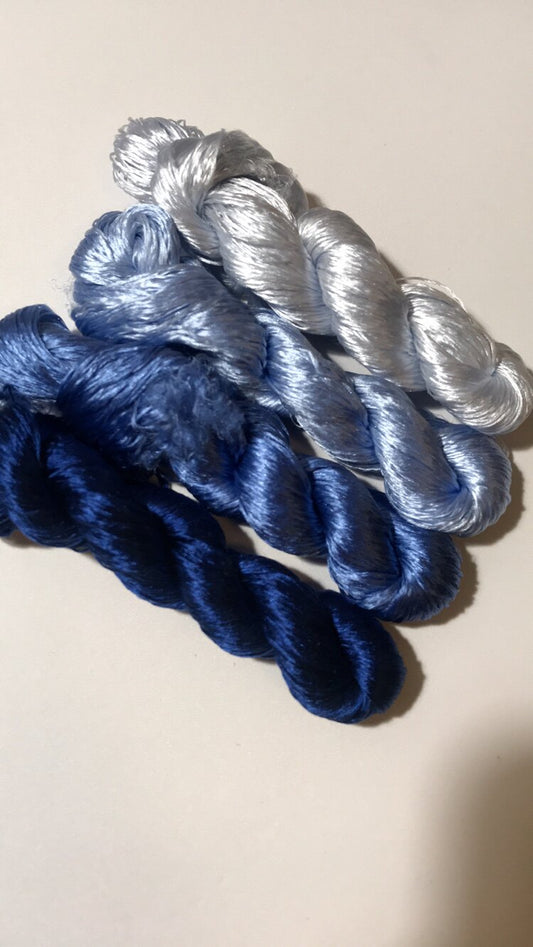 80m Suzhou Embroidery Untwisted Mulberry Silk Thread(#20青花    80m*4)