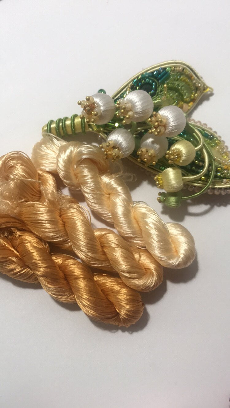 80m Suzhou Embroidery Untwisted Mulberry Silk Thread(#46亚金色  80m*3)