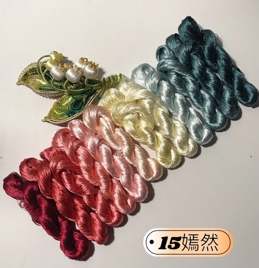 100m Suzhou Embroidery Untwisted Mulberry Silk Thread(#12Colors15  100m*12)