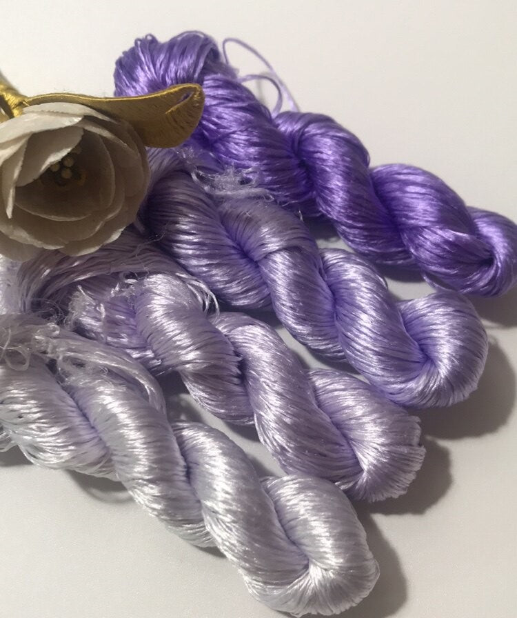 80m Suzhou Embroidery Untwisted Mulberry Silk Thread(#96青莲花  80m*4)