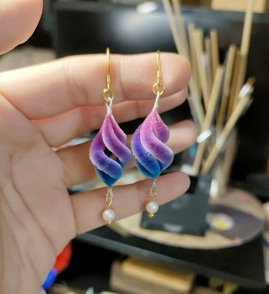 Velvet Spiral Bespoke Earrings - Silk Earrings(Ronghua)