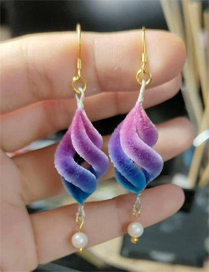 Velvet Spiral Bespoke Earrings - Silk Earrings(Ronghua)