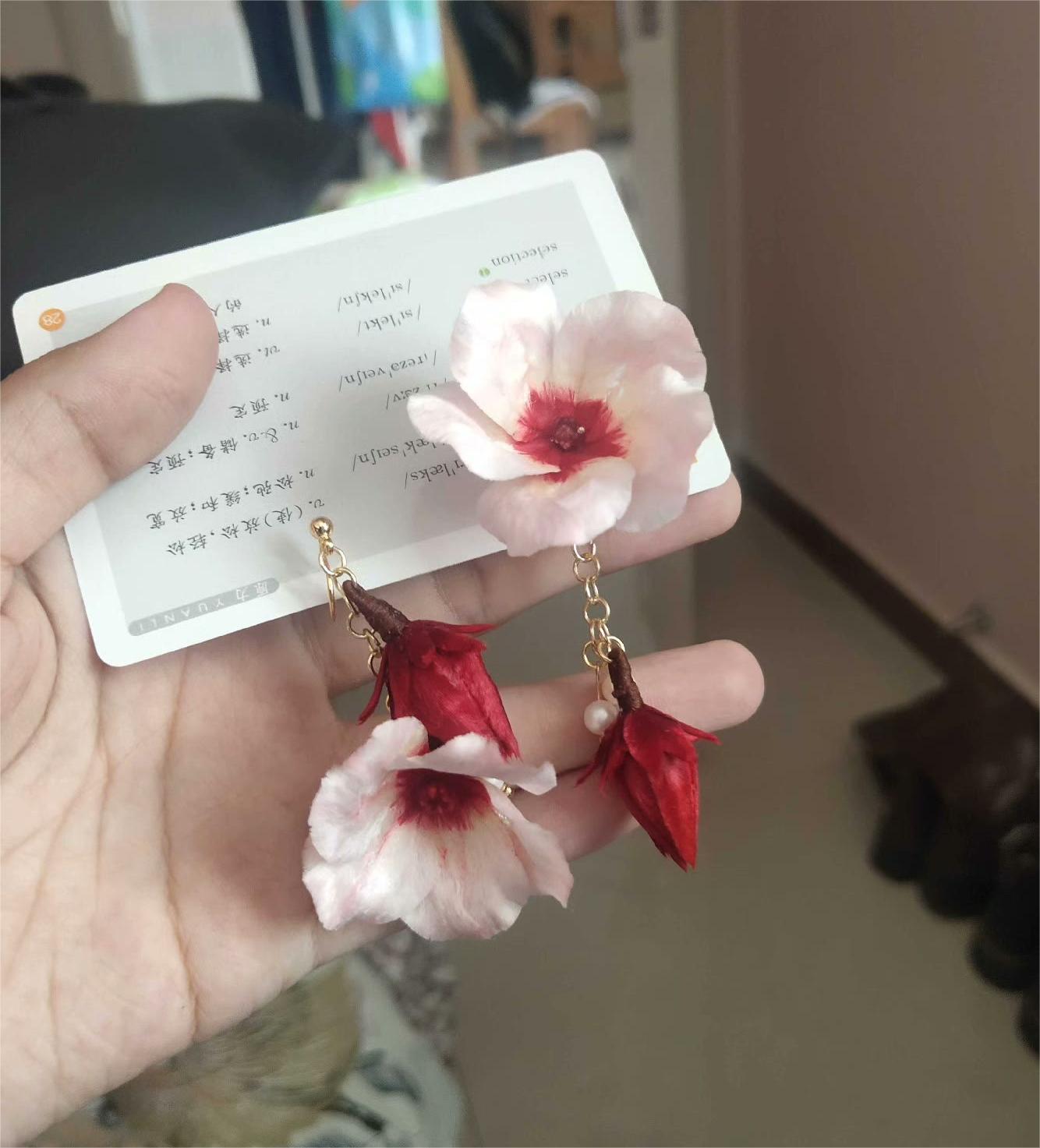 Roselle Bespoke Earrings - Silk Earrings(Ronghua)