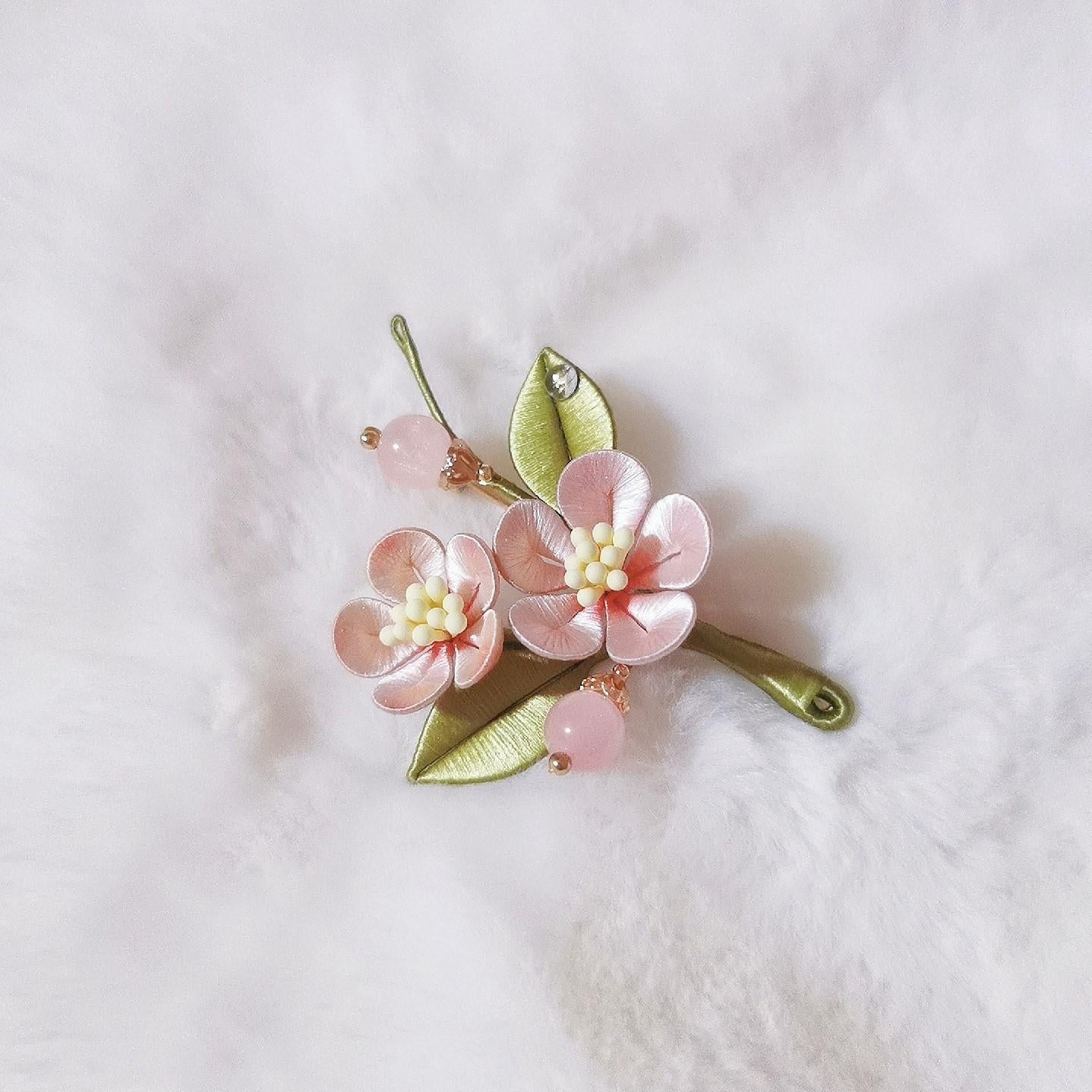 Peach Blossom Handmade Brooch - Silk Brooch(Chanhua)